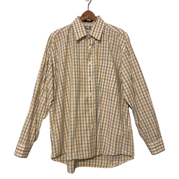 Alan‎ Flusser 100% Cotton Plaid Long Sleeve Button Down Shirt Size XL - Picture 1 of 5